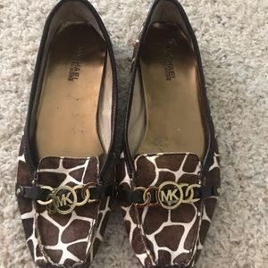 Michael Kors hair on hide giraffe print loafers